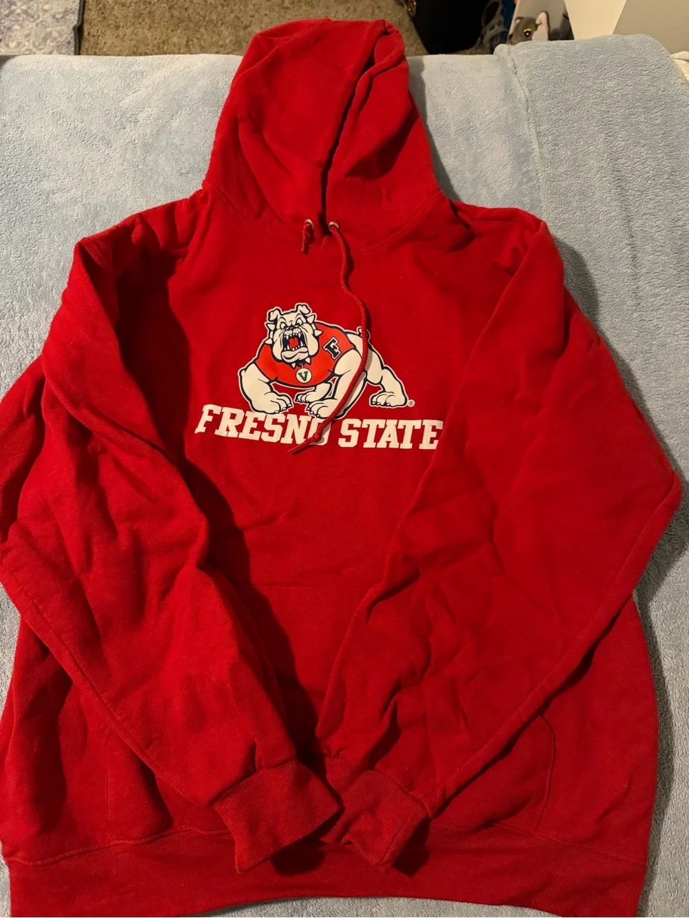 Fresno State Red Zip-Up Hoodie with Bulldog Graphic